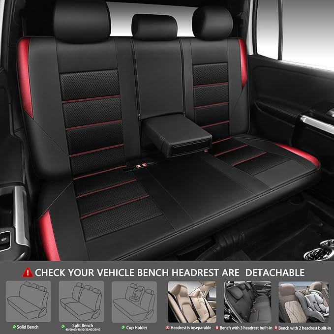 CAR PASS Memory 3D Foam Car Seat Covers Full Set, Breathable Mesh Thick Seat Covers for Car, Red Metal Film Leather Seat Cove