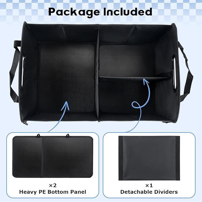 Car Trunk Organizer, 72L Large Capacity Waterproof Auto Storage with Non-Slip Bottom Strips, Collapsible Cargo Organizer for Suv