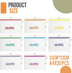 20PCS Mesh Zipper Pouch Bags, A4 13x9 Inches Waterproof Mesh Bags with Zipper, Plastic Zipper Pouch for Organizing, Mesh Bag 