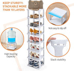 5 Tiers Shoe Rack Organizer for Closet Shoe Holder Storage Narrow Plastic Vertical, Free Standing Shoe Rack Shelf for Entrywa