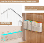 2 Pack Wall Mount Marker Organizer,Art Caddy Floating Makeup Organizer,Clear Floating Shelves Acrylic Wall Storage for Office