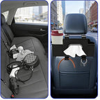 Car Back Seat Organizer with Cup Holders and Tissue Box, 3-in-1 Multifunctional Headrest Storage for Car, Hanging Organizer with Trash Bin & Hooks for Phones, Snacks, Handbags - Black