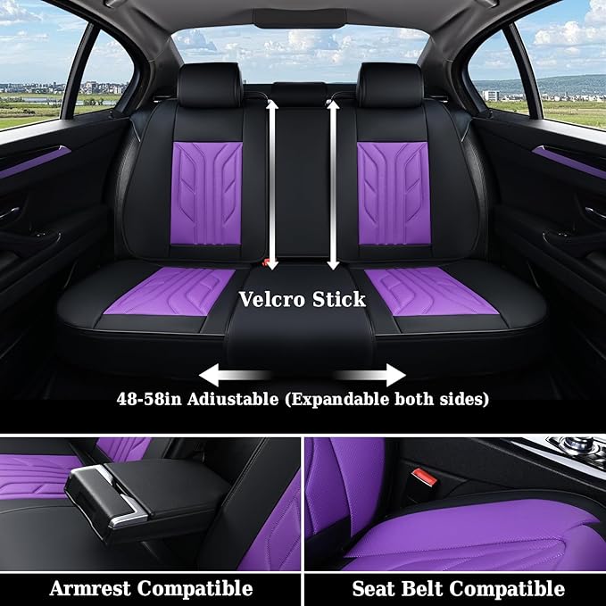 Coverado Car Seat Covers Full Set, Car Seat Protectors Leather Seat Covers for Cars, Automotive Seat Covers Car Accessories U