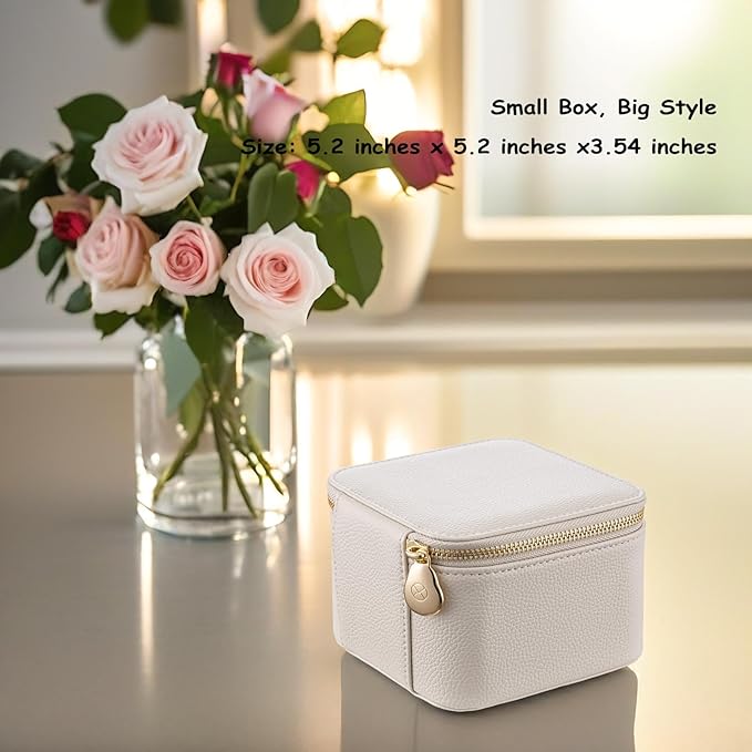 VLANDO Travel Jewelry Box Organizer – Portable PU Leather Jewelry Case with 6/8/12 Zippered Pouches, Compact Storage for Earr