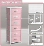Sorbus Fabric Dresser for Kids Bedroom - Chest of 6 Drawers, Tall Storage Tower, Clothing Organizer, for Closet, for Playroom