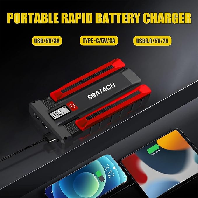 Scatach 4000A Car Battery Jump Starter, 12V Jump Starter Battery Pack (up to 10.0L Gasoline and 8.0L Diesel Engine),