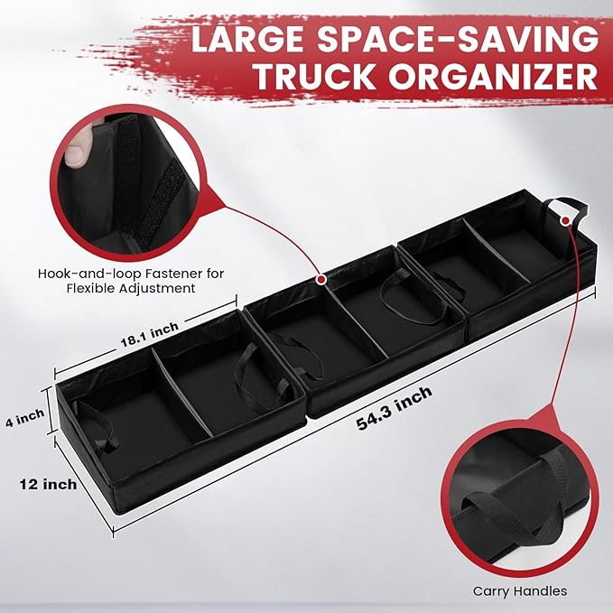 Chevrolet Silverado 1500 2500 /GMC Sierra 2011-2025 Truck Under Bench Seat Storage with Removable Divider 600D Oxford Cloth,