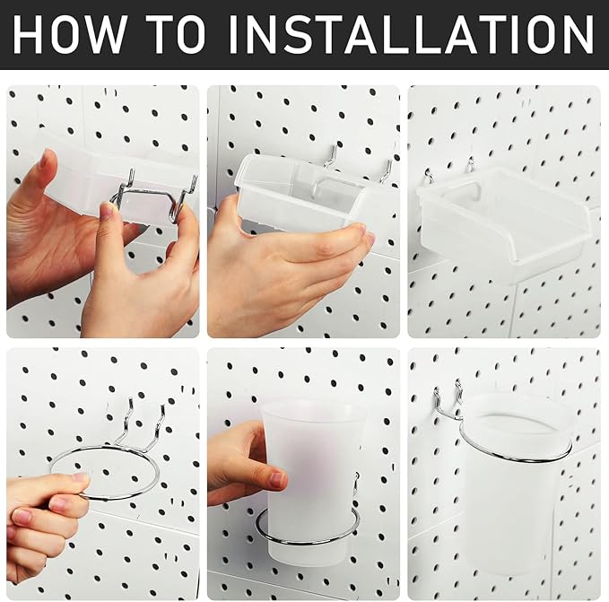 Sieral 30 Pcs Pegboard Organizer Accessories Kit Includes Peg Board Shelving Storage Basket Organizer Bins Hooks Loops Cup wi