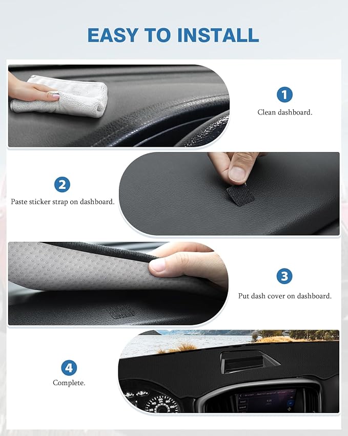 FIILINES Dash Cover for Chevrolet Colorado 2015-2022, Dashboard Mat Colorado Accessories Sunshade Nonslip Mesh Protector No G