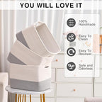 ICERZCZ Storage Baskets for Organizing Shelves, Woven Cotton Rope Bins for Baby Nursery Organization, Book Toy Towel Organize