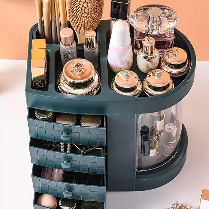 Makeup Storage Box Plastic Makeup Organizer with Drawers，Perfume Display Case and Cosmetic Storage Box，Great for Bathroom, Dr