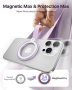 andobil [2026 Unrivaled Stability] Magnetic Phone Grip Holder for MagSafe Ring Stand Holder Kickstand Compatible with MagSafe Accessories for iPhone 17 Air 16 Pro Max Plus 15 14 13 12&Android, Purple