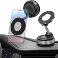 Vacuum Magnetic Car Phone Holder for Magsafe, Hands-Free 360° Adjustable Suction Cup Phone Mount for Car/Gym/Mirror/Smooth Surface, Compatible with iPhone & Android (Silver Black)