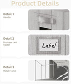 FHSQX 2 Pack Clear Window Storage Bins - Large Stackable Linen Fabric Storage for Clothes Foldable Container Organizer Set wi