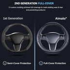 Steering Wheel Cover for Tesla Model 3 (2017-2023) / Model Y (2020-2024),Anti-Slip,Comfortable Grip, Breathable,Customized for Tesla Model 3/Y Accessories,Nappa Black