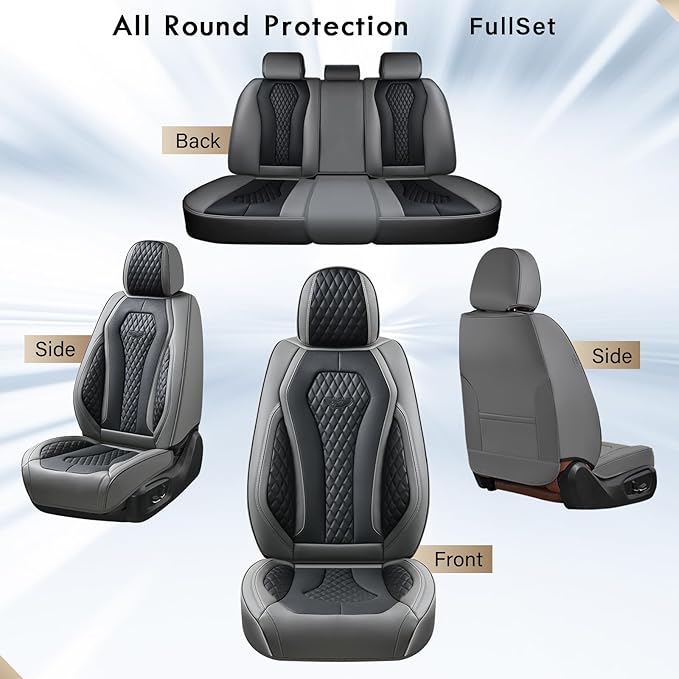 Coverado Car Seat Covers Full Set, Black Seat Covers, Automotive Car Seat Cover, Car Seat Cushion, Car Seat Covers Front Seat