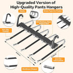 Pants Hangers Space Saving - 4 PCS Closet Organizer and Storage Jean Hangers, Stainless Steel Anti-Slip Clothes Hanger Scarf 