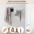 Mkono Hat Rack for Wall Baseball Cap Organizer Hanger with 20 Hooks Modern Metal Hat Holder Wall-Mounted Caps Display for Clo