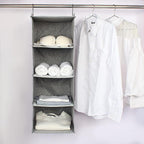 Hanging Closet Organizer, Easy Mount Collapsible 4-Shelf Camper Closet Wardrobe Hanging Storage Shelves, Folded Clothes Towel