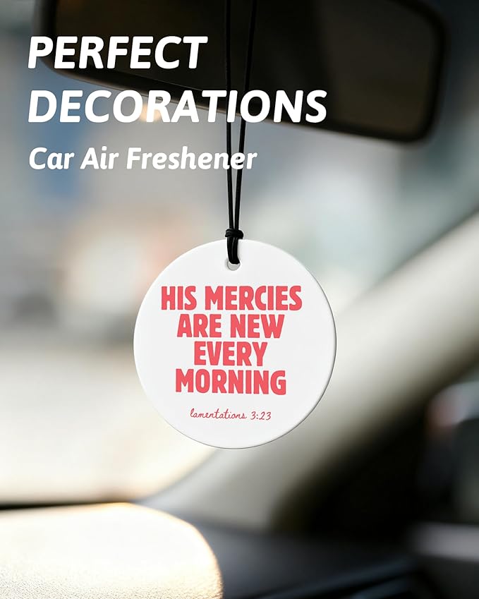 Pink Christian Round Car Air Freshener 4 Pcs, Coquette Pink Bow Bible Verse Religious Hanging Air Freshener for Cars Closet D