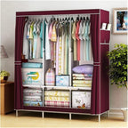 Wardrobe Closet Multifunction Portable Wardrobe Fabric Folding Clothes Storage Organizer Closet DIY Assembly Easy Install Rei
