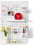 PEGZONE Pegboard Wall Organizer Combination Kit, Overall 25.4"x16.6" Metal Office Pegboard with 13 Accessories, Wall Mounted 