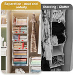 Jautokerdar 6 Tier Extra Large Hanging Closet Organizer, Closet Storage Hanging with Dividers, Wire Closet Shelf with 5 S Hoo