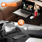 3 in1 Car Steering Wheel Tray Table for Laptop, Height Adjustable Car Table Tray for Driver, Car Food Tray with Drinks Holder,Multipurpose Travel Car Accessories for Long Road Trips-Black