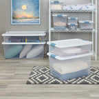 Sterilite 30-Pack Latching Box, Under Bed Storage Bins with Lids, Clear Plastic, 64 Quart - Heavy-Duty Organizing Containers 