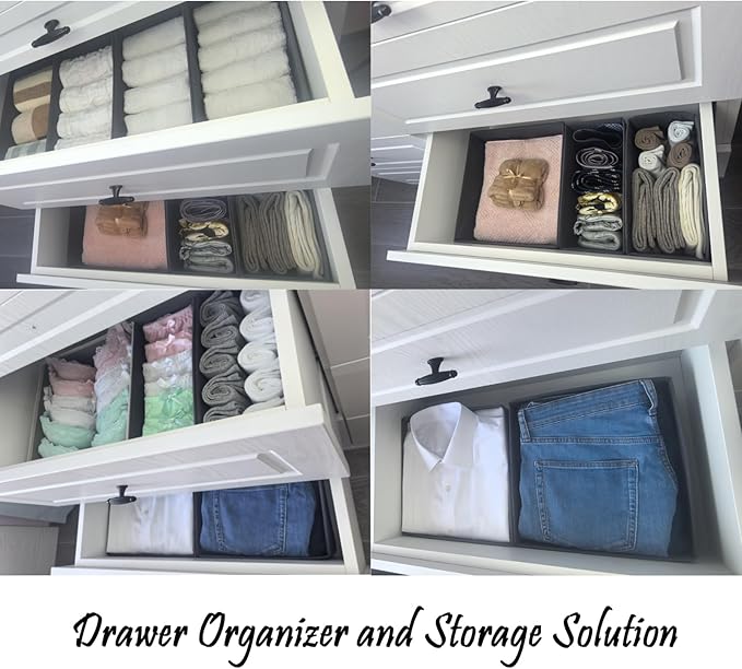 Bructhun Sock Drawer Organizer 6 Pack - Collapsible Fabric Storage Bins for Underwear Divider, Small Closet Organizers with 6