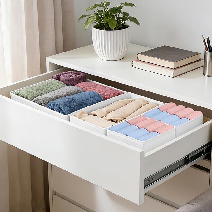 Drawer Organizer Clothes, 16 Pack Dresser Organizer Bins, Foldable Closet Organizers and Storage Fabric Dresser Bins, Shallow