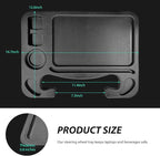 4 in 1 Car Steering Wheel Tray, Multipurpose Steering Wheel Desk with Cup & Dual Sauce Dip Holder, Spacious Car Food Tray with Tablet Slot for Eating Drinking Working