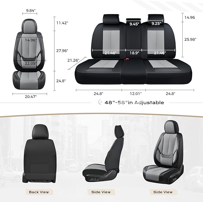 Coverado Car Seat Covers Full Set, Car Seat Protector Waterproof, Nappa Leather Car Seat Cushion, Seat Covers for Cars, Front