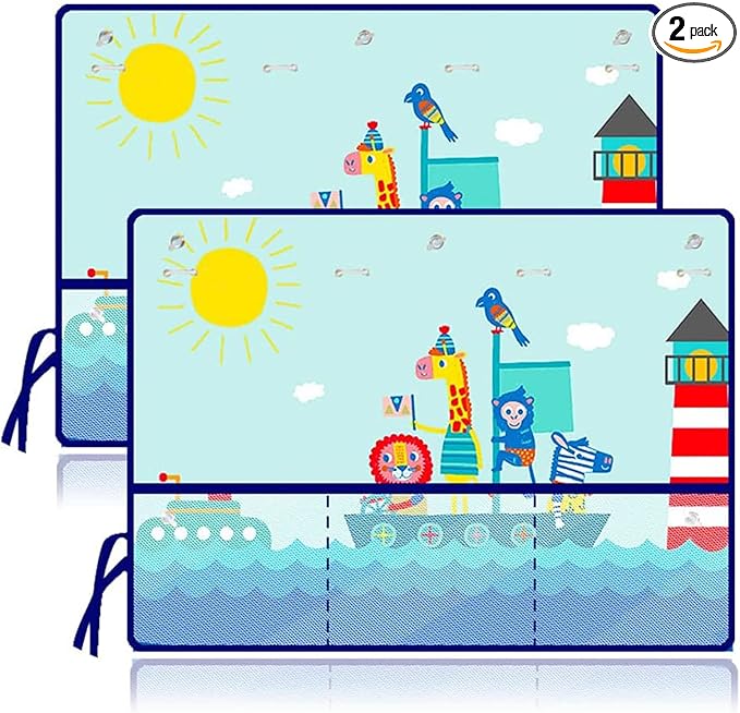 Car Sun Shade for Baby Kids Children 2 Pack Car Side Window Curtain Protector Protects from Sun Glare Heat Blocks UV Rays Glare Car Interior Sun Blocker Blind (Voyage)