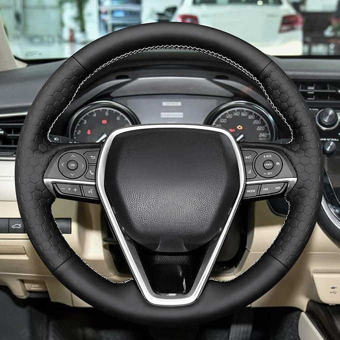 MEWANT Breathable Hand Sewn Car Steering Wheel Cover for Toyota Camry 2018-2019 / Toyota Avalon 2019 / Toyota Corolla 2019-2020 / Toyota RAV4 2019 Steering Wheel Accessories