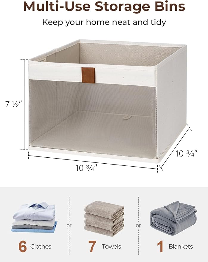 StorageWorks Closet Storage Bins, Storage Baskets with Clear Window and Handles, Foldable Fabric Organizer for Clothes, Shelv