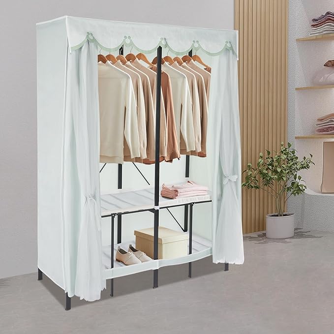Foldable Portable Wardrobe Closet Rack, 50 * 20 * 68in Freestanding Clothing Storage Organizer for Bedroom,Apartments, Dormit