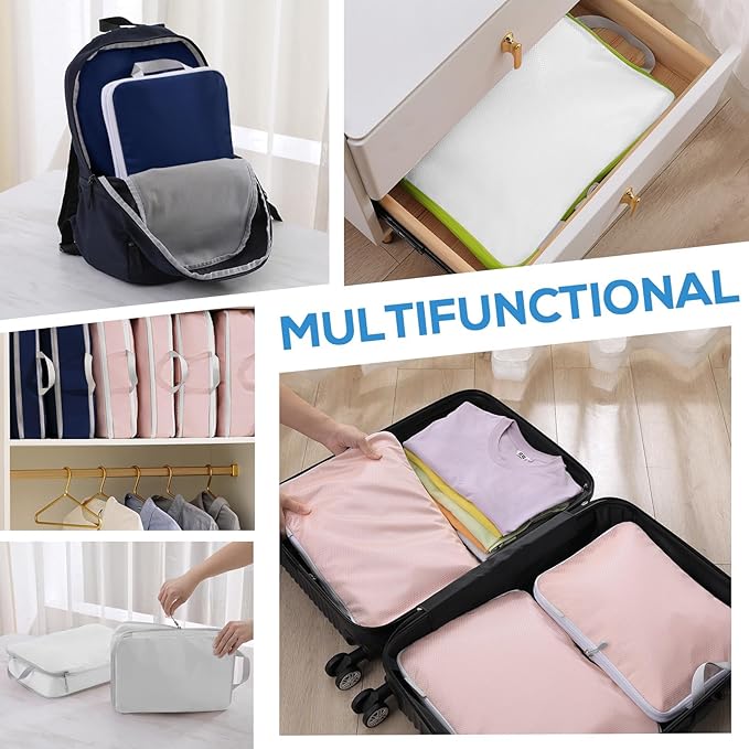 Compression Packing Cubes, 6 Set Packing Cubes for Travel Compression, Lightweight Compressible Package Organizer for Carry O