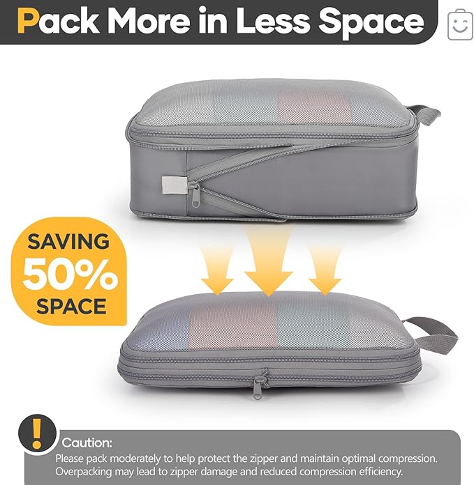 Veken 6/9/11 Set Compression Packing Cubes for Travel Essentials,Compressible Expandable Large Luggage Suitcase Organizer Bag