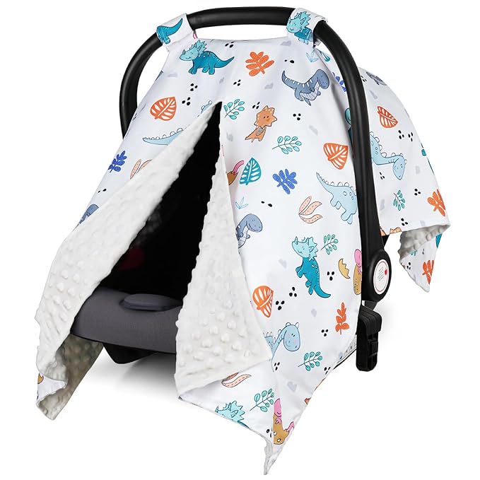 Rquite Car Seat Cover Baby, Carseat Covers Baby Girl, Winter Infant Car Seat Cover, Warm Minky Car Seat Canopy, Baby Carrier 