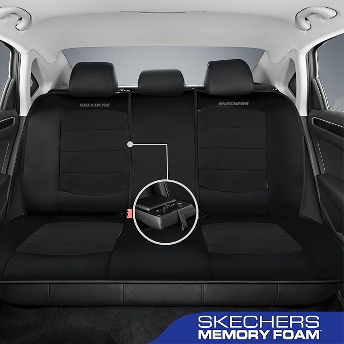 Skechers Memory Foam Seat Covers,Thick Cool Touch Fabric Car Seat Covers,Seat Cover Full Set Airbag Compatible,Automotive Com