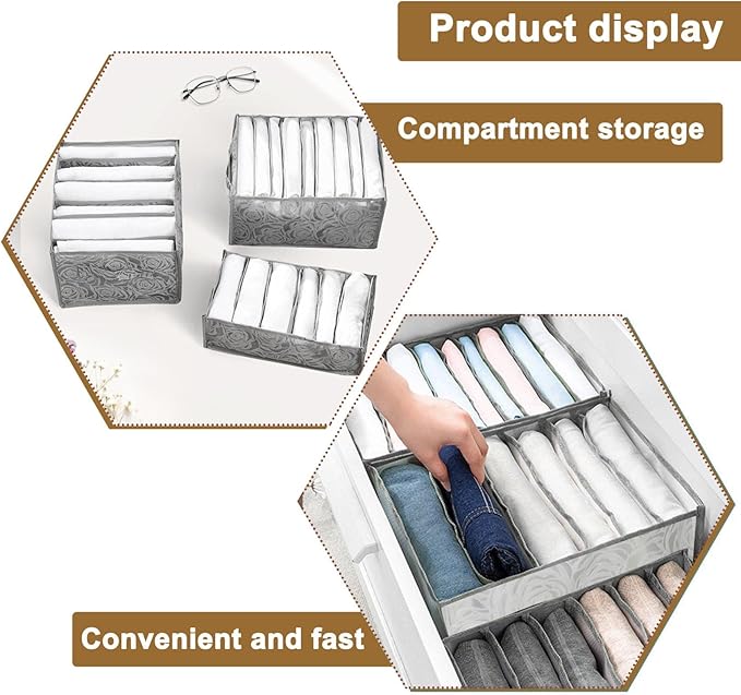 3PCS Wardrobe Clothes Organizer - Foldable Closet Drawer Organizer for Clothes, Portable Closet Organizers and Storage Bins, 