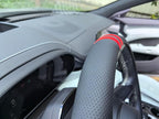 Quick Install Sporty Perforated Nappa Leather Steering Wheel Cover with Red Stripes Universal fit 14½" to 15" Car SUV Pickup 14.5 to 15 inches Napa
