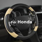 GIANT PANDA Microfiber Leather Steering Wheel Cover for Honda Accord,Civic,CR-V,HR-V,Pilot(Diamond-Pattern-Black+Beige-Standa