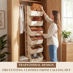Hanging Closet Organizer 6 Tier Clothes Hanging Shelves Fabric Storage Bins Space Saving Closet System Collapsible Baskets fo