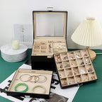 BOOVO Clear Lid Jewelry Box,3 Layers Jewelry Organizer Large Multi-Functional Jewelry Storage Box with 2 Drawers,Jewelry Disp