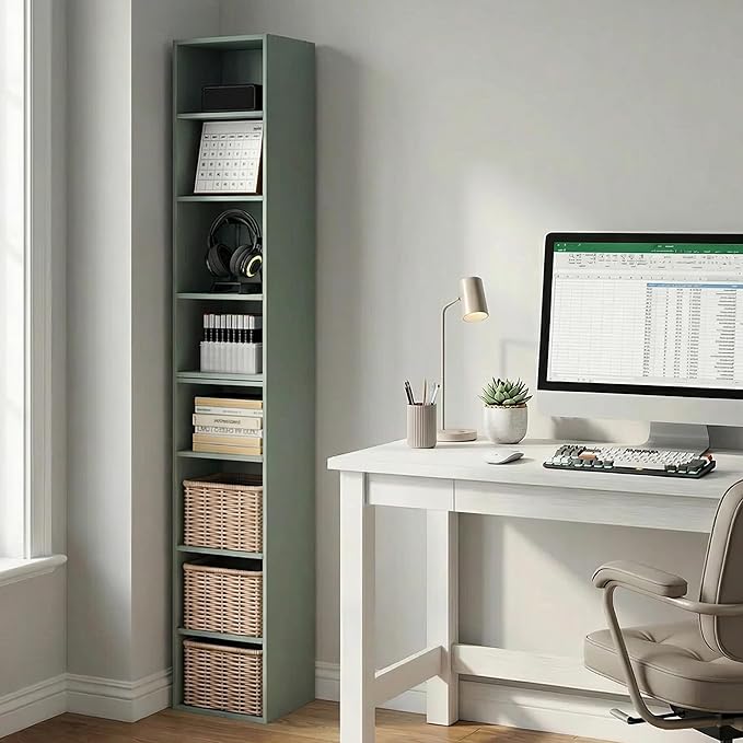 Furinno PASIR Book Shelf, 8-Tier Separable Tall Bookshelf, Stackable Bookcase with Adjustable Open Shelf, 9.3 x 11.8 x 70.9, 