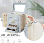 AKOZLIN Functional 6-Tier Jewelry Box Organizer with 5 Drawers Leather Jewelry Storage Case for Women Girls Ring Necklace Ear