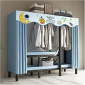 Portable Foldable Wardrobe Closet with Door - Metal Clothing Rack for Hanging Clothes, Space-Saving Coat Storage for Bedroom 