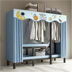Portable Foldable Wardrobe Closet with Door - Metal Clothing Rack for Hanging Clothes, Space-Saving Coat Storage for Bedroom 